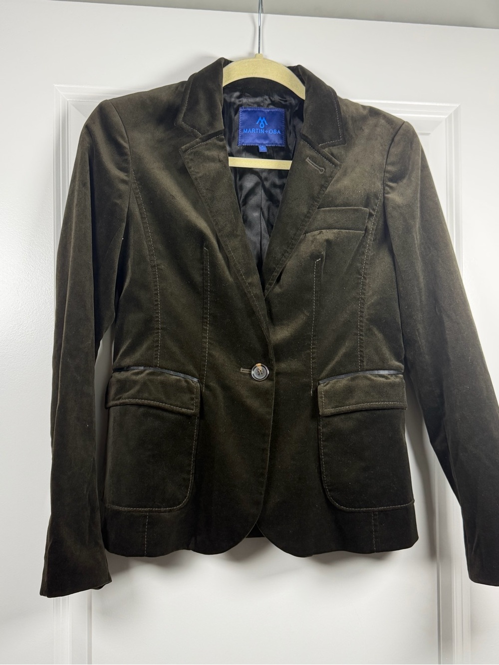 Martin + Osa Olive Green Velvet Blazer